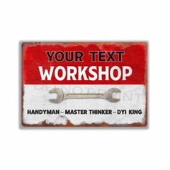 Toys Fixed for FREE Vintage Rustic Red OVER White Workshop METAL SIGN or DECAL