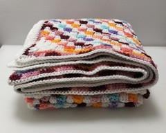 Crochet Afghan Striped Throw Lap Blanket colorful 48×48 Acrylic And Cotton Yarn
