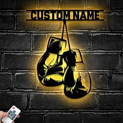 Personalized Boxing Gloves Metal Sign with LED, Custom King Boxer Name Decor