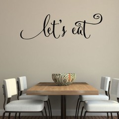 LET’S EAT Kitchen Dining Wall Words Lettering Quote Decal Sticker Rustic Decor