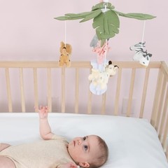 Soft Pink Musical Crib Mobile with 12 Lullabies Cute Animal Nursery