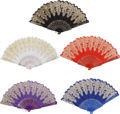 Spanish Folding Retro Pattern Hand Fan for Women, Handheld Chinese Folding Fa…
