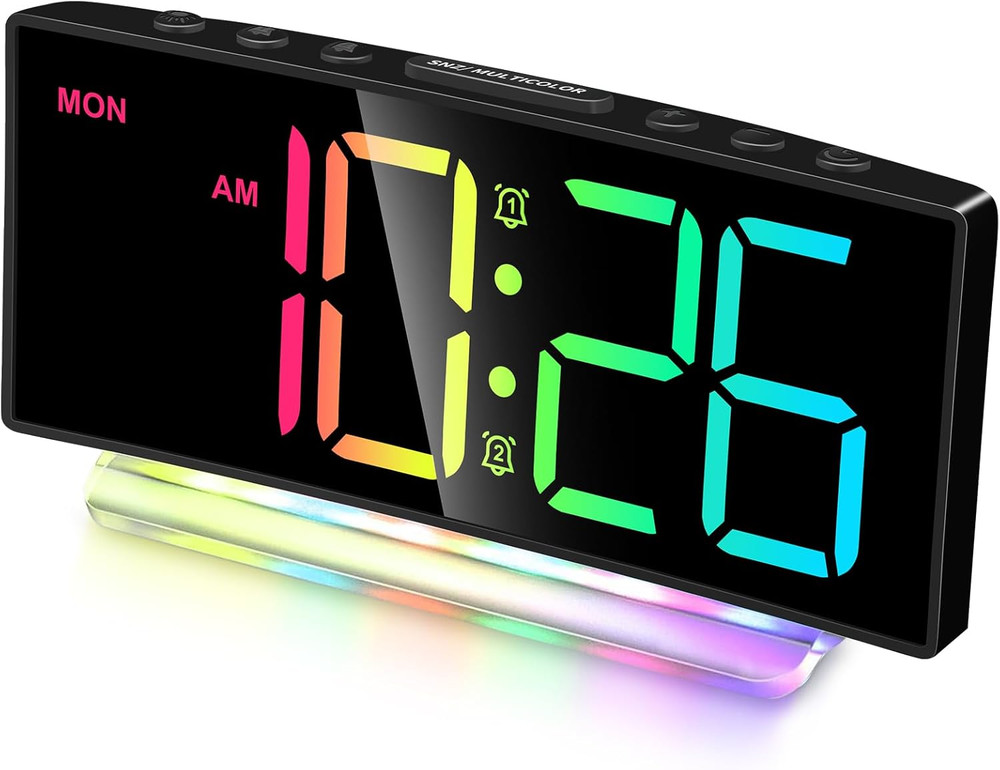 Extra Loud Alarm Clock for Heavy Sleepers Adults,Teens,Kids,Rainbow Clock for Be