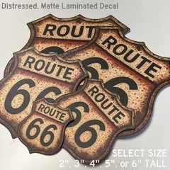 Distressed Historic Route 66 Matte Laminated Stickers / Decals Choose Size 2-6″