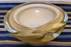 Vintage Barbini Murano Art Glass Decorative Bowl, Ashtray W/ Gold Colored Specks