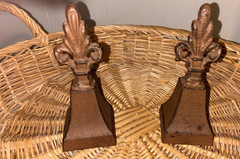 Vintage Cast Iron Metal Fleur-de-Lis Bells Set of 2 Traditional Style