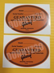 2 Repro Gibson Orange Memphis Guitar Label Sticker Grohl DG335 ES335 ES345 Decal