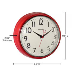 9.5 In. Red Retro Wall Clock