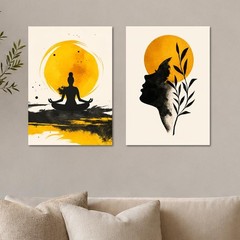 Set of 2 Abstract Wall Art Posters for Living Room (A5)