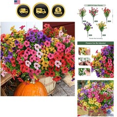 Artificial Flowers for Outdoor, UV Resistant Fake Silk Flowers, Realistic Fau…