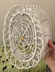 Shabby Chic White Wire/Metal Basket With Handle Porch/flowers/garden