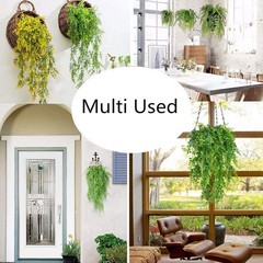 2Pcs UV Resistant Artificial Hanging Ferns – Lifelike Greenery for All Occasions