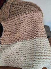 New Handknitted Chunky Yarn Throw Blanket.