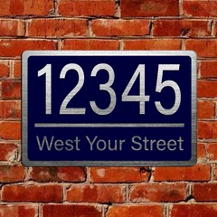 Custom Home Address Sign Plaque Color on Silver Look Aluminum Metal 12×8
