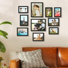 upsimples 10 Pack Picture Frames Collage Wall Decor 8×10, 5×7, 4×6 Black