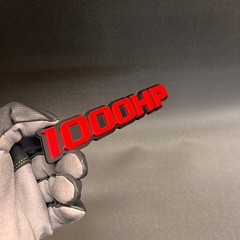 1X 1000 HP BLACK – RED Custom 3D Car Emblem Multicolor Acrylic Car Badge Decal