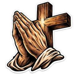 Christian Cross Vinyl Decal Sticker Praying Hands Religious Jesus Crown Thorn 21