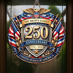 Anniversary USA Eagle Shield Flag, Personalized Custom Shaped Wood Sign