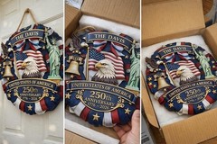 Personalized America 250th Anniversary Wood Wreath, Patriotic Door Sign,