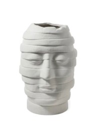 Ceramic Plaster Modern Abstract Bandaged Human Head Vase 26cm x 17cm – New