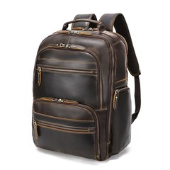 LANNSYNE Vintage Mens Full Grain Leather Backpack Fits 17.3 Inch Laptop, Larg…