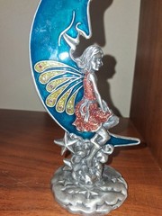Spoontiques Medium Size Pewter Celestial Blue Crescent Moon Figurine