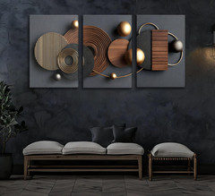 Abstract Black Gold 3D Geometric Canvas Art Set for Modern Home Decor