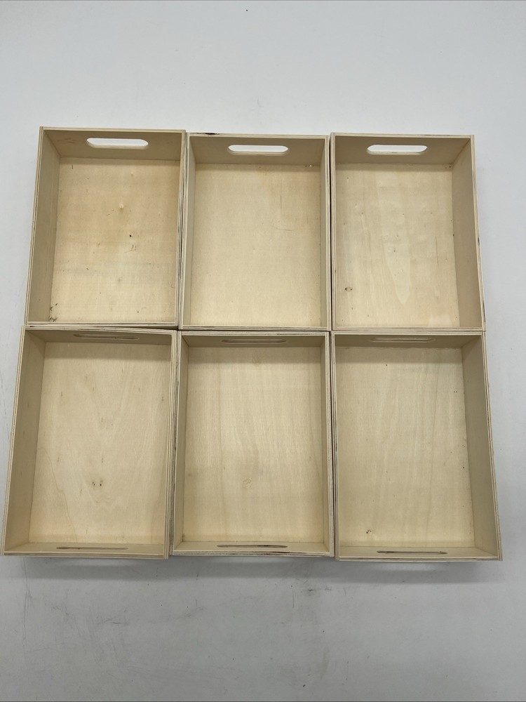 6 Greenbriar International Unpainted Small Wooden Trays DIY 6.5″x4.75″x1.5″