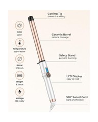 1 Inch Extra Long Barrel Curling Wand, Ceramic Tourmaline Curling W… Fast Ship