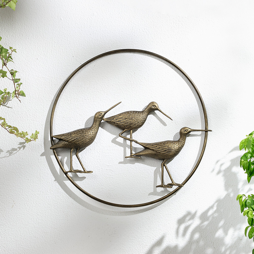 Sandpiper Trio Bird Wall Art Hanging Round Coastal Birds 20in ~ SPI Home 35141
