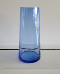 COBALT BLUE FLOWER VASE SOLID DESIGN BELL BOTTOM 9 INCHES DIAMETER 3 INCHES