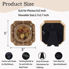 Small Vintage Picture Frames 3×3 Antique Mini Round Picture Frames with Glass…