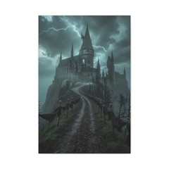 Gothic Castle Canvas Wall Art Dark Storm Skeleton Fantasy Print
