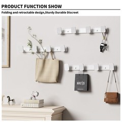 Coat Rack Wall Mount Coat Hooks – White Hook Rack with 4 Hooks Aluminum Wall …