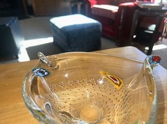 Handmade Glass Bowl From Italy 8 1/2” x 8 1/2” x 8 1/2” , 4 Inches Tall.