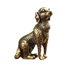 Vintage Solid Brass Dog Figurine Copper Small Animal Toy Statue Home Ornament US