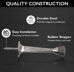 10-pack Door Stop Wall Protector Rubber Tip Design House Satin Nickel Steel