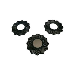 Set Of 3 Swirl Hanging Wall Mirrors Black Plastic Round Decorative