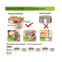 67oz Adults Thermo for Hot Food Kit 2L 9.06in 3 Layer Stainless Ste… Fast Ship