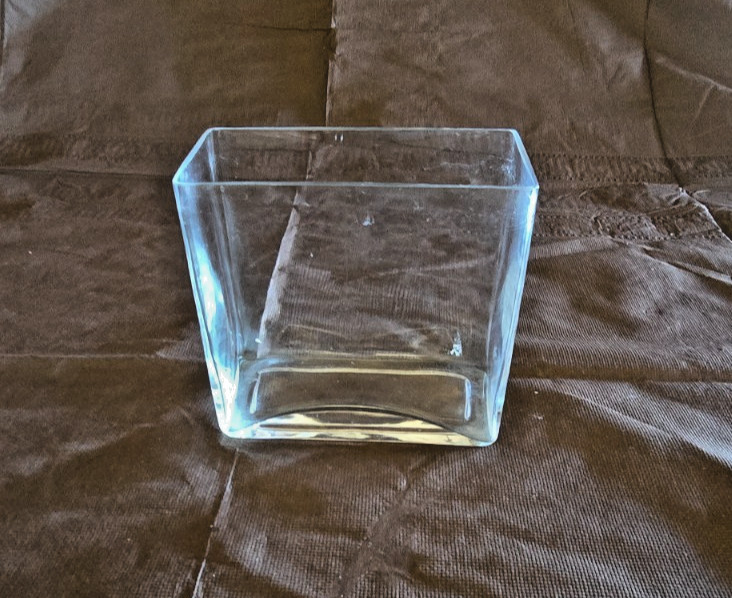 VASE CLEAR GLASS RECTANGULAR 6 BY 4 BY 3 INCHES