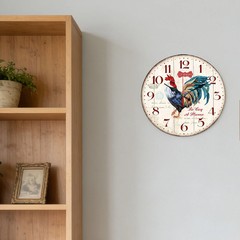 Rooster Pattern Wooden Silent Wall Clock No Battery Holiday Home Decors