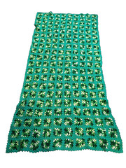 Handmade Granny Square Blanket in Shades Of Green – 42 X 85 Inches
