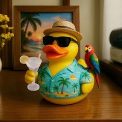 Resin Memorial Duck Drinking Cocktails for Jeeps Parrot Ducks Gifts Desk Decor