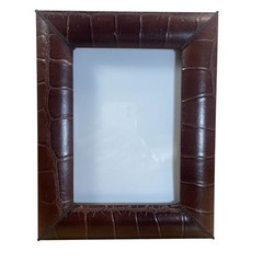 Faux Leather Crocodile Embossed Picture Frame 5×7 Brown Freestanding Hanging