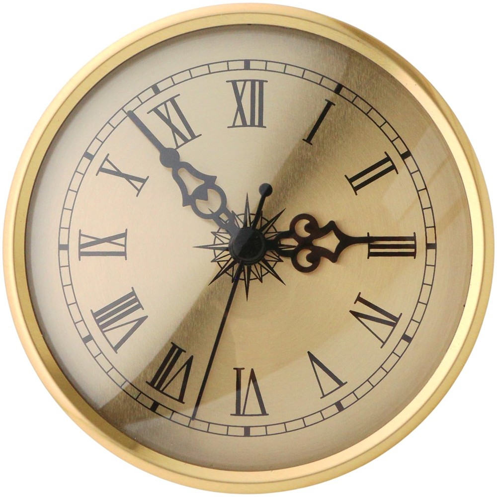 4.25 Inch Clock Insert (108mm) – Quartz Gold Trim Roman Numerals, Battery Pow…