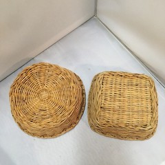 Wicker Basket Set Home Decor Small Tan Round & Square Cottagecore Farmhouse Boho