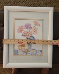 White Framed Wall Art Decor, Colorful Pastel Print of Flowers and Fruit 11×14″