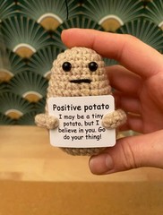 Handmade Positive Potato Plush Doll – Mini Wool Knitted Gift & Home Room Decor