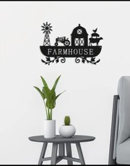 Metal Black Wall Art Farmhouse Rustic Farm Scene 12×8 Inches US Shipper