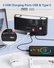 Digital Alarm Clock for Bedroom – 7 Color Night Light, USB and Type-C Charger,7.